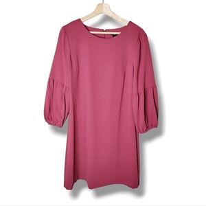 Ann Taylor Minimalist Dark Rose Lantern Sleeve Shift Dress Business Casual NWT 8
